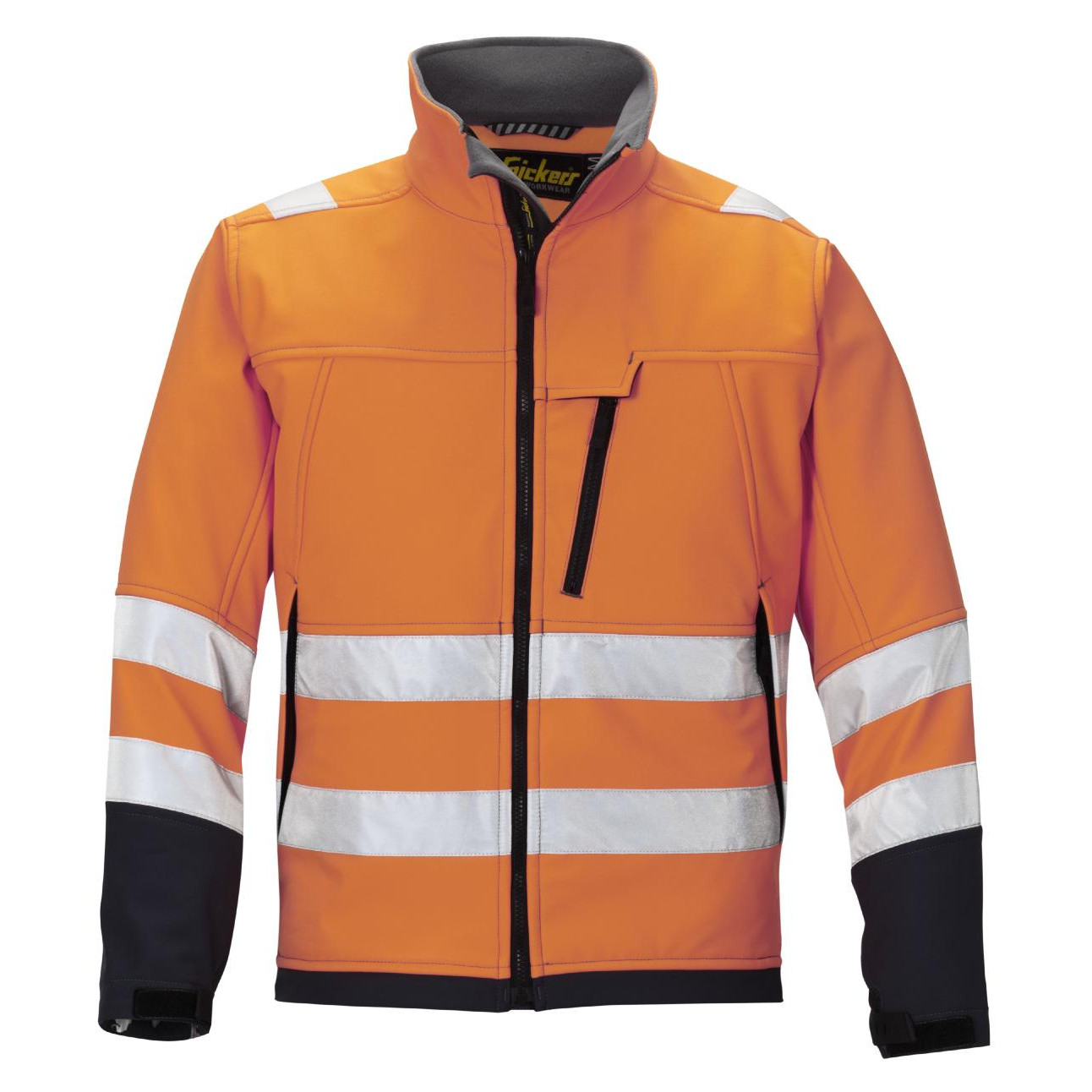 Snickers Workwear High Vis Softshell Arbeitsjacke Klasse 3 1213 Farbe High Visibility Orange Steel Grey GroBe M Regular