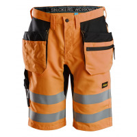 Snickers Workwear LiteWork, High-Vis Shorts+ Holstertaschen Klasse 1, 6131, Farbe High Visibility Orange/Black, Größe 48