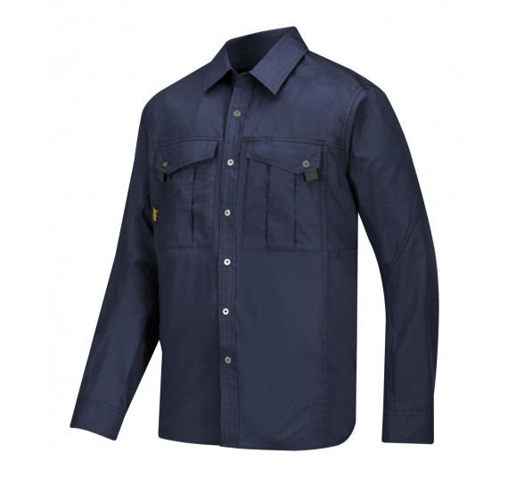 Snickers Workwear Rip-Stop Langarm-Arbeitshemd, 8508, Farbe Navy/Base, Größe XS